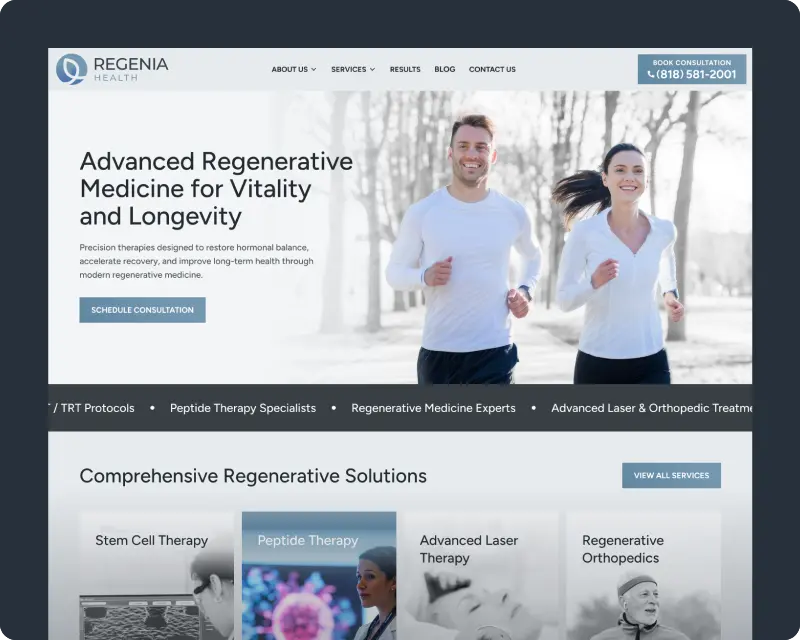 regenia-health-website-screenshot